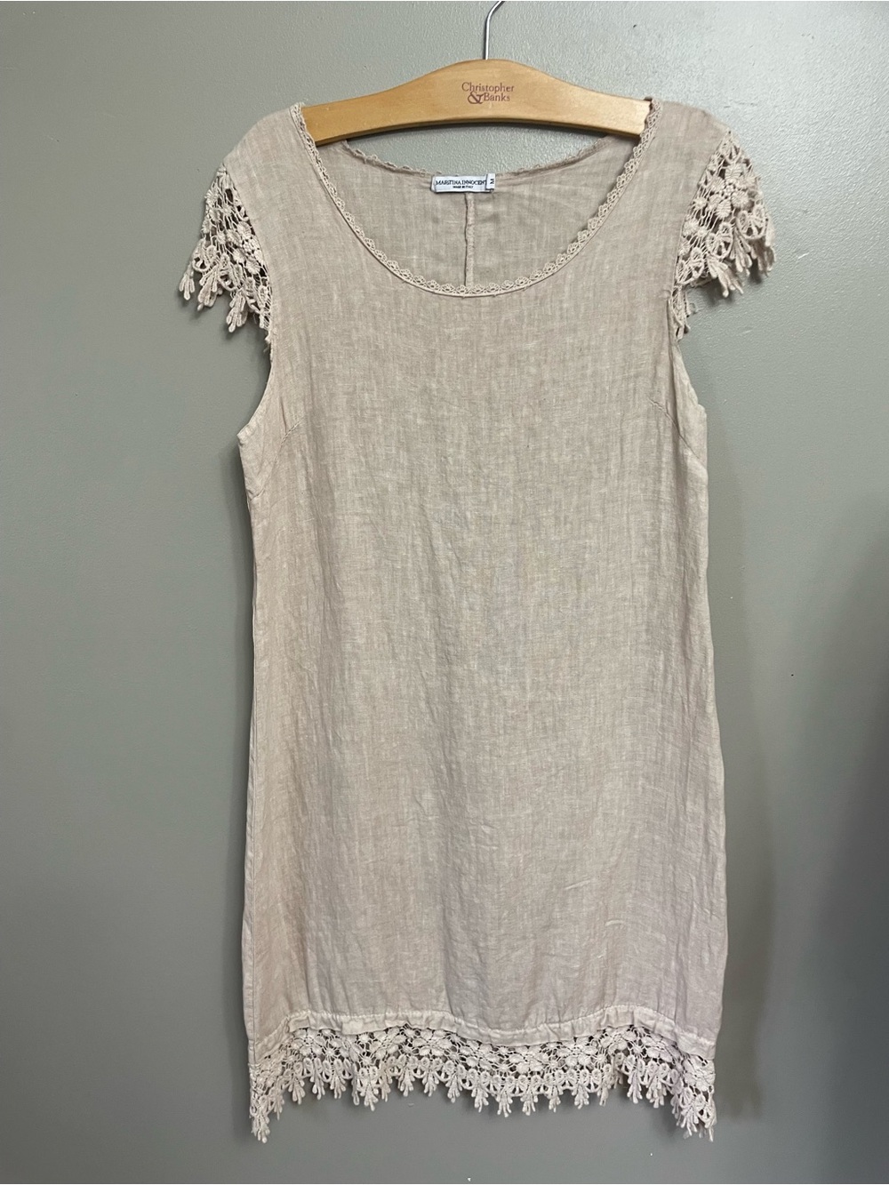 Martina Innocenti Medium made in Italy linen midi dress lace crochet
